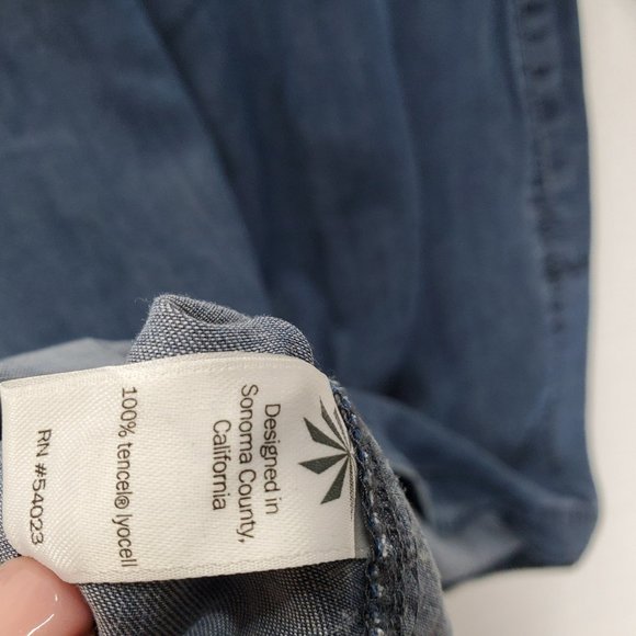 Athleta Dress Chambray Denim Womens Small Long Sleeve Button-Up Tie Waist - Picture 6 of 12